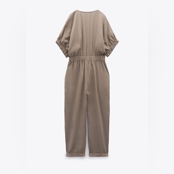Zara Long Belted Mid-Camel Jumpsuit- Size Small- New with Tags - Picture 8 of 11